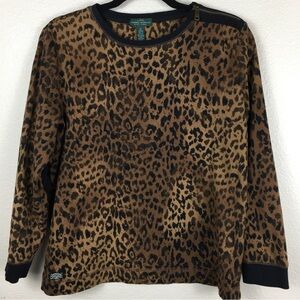 LRL Lauren Jeans Co Leopard Cotton Long Sleeved Top Size 1X